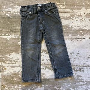 Black faded wash straight leg jeans
